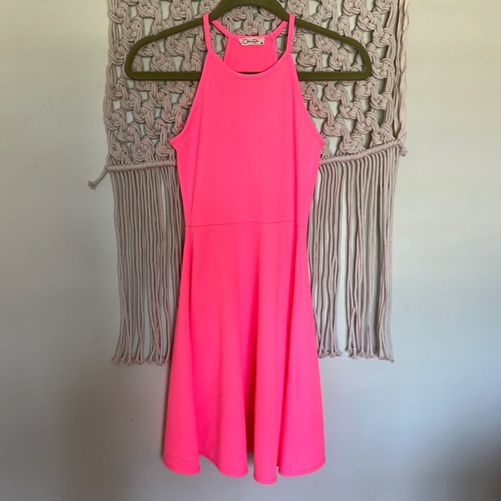 Olivia Rae Neon Pink Racerback Skater Mini Dress Size XS